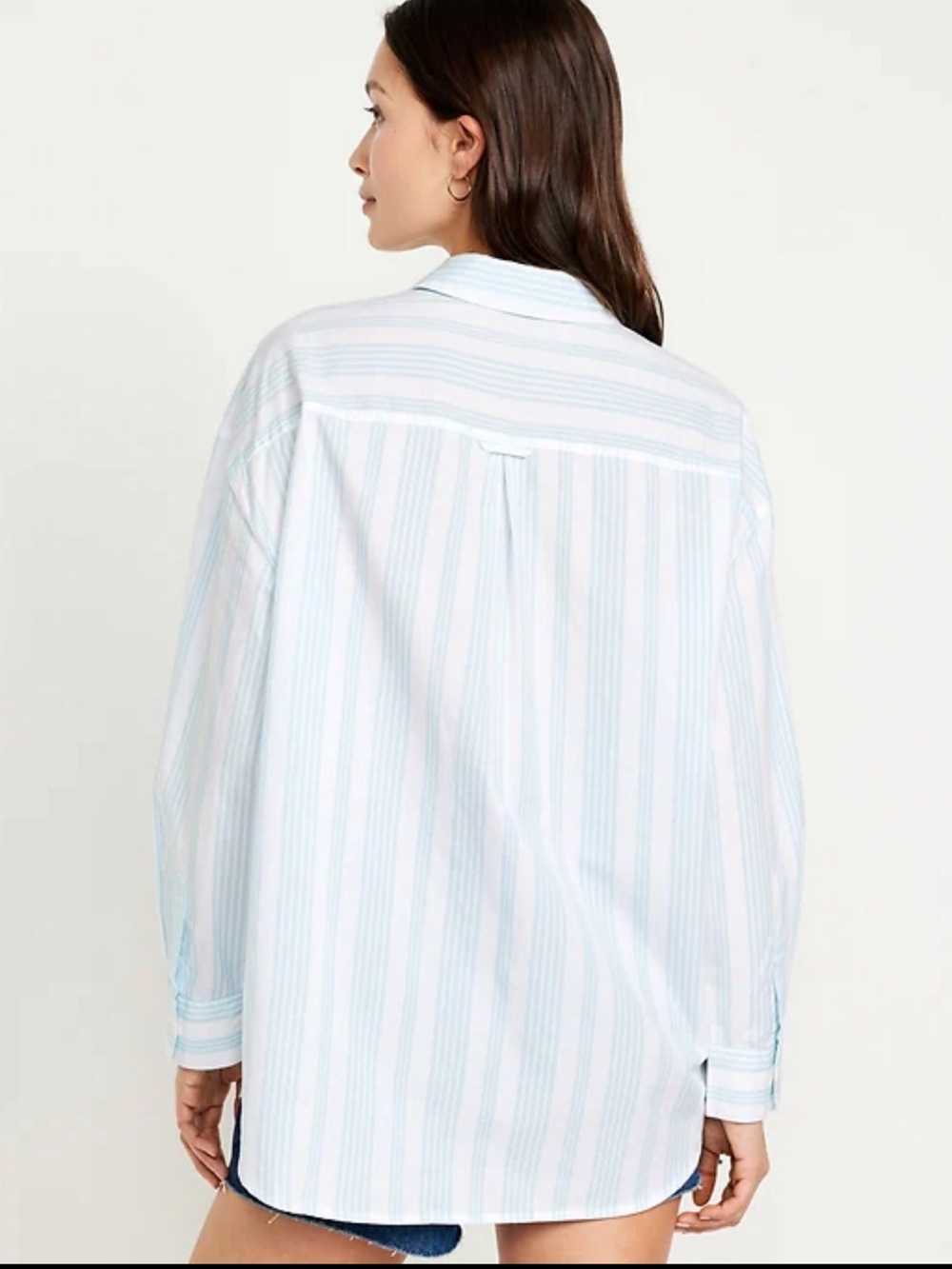Old Navy Blue Variegated Stripe Oversized Button-Down Boyfriend Shirt!